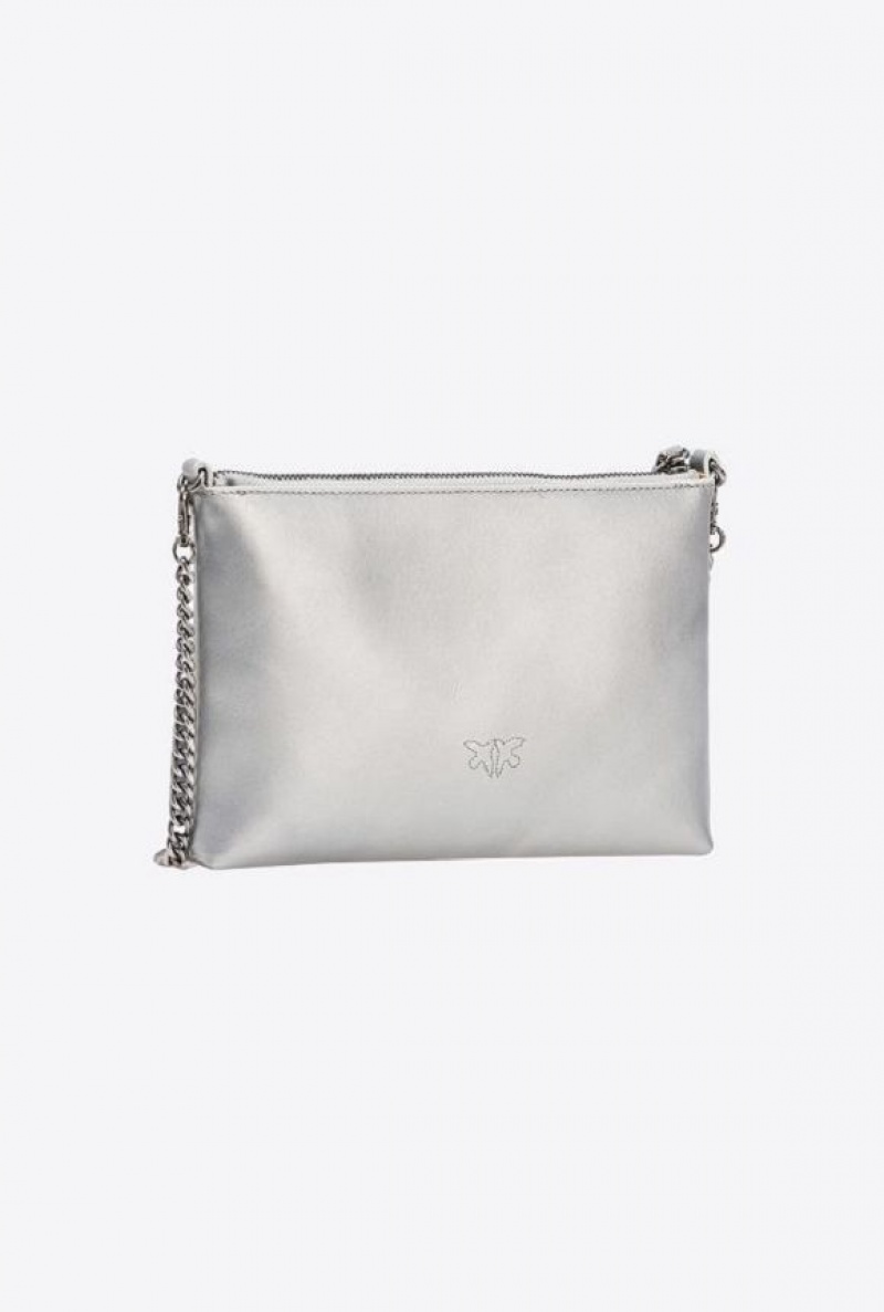 Pinko Metallic Aika Flat Bag SILVER-OLD SILVER | SN-PKO32873