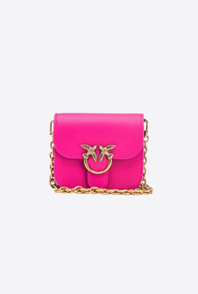 Pinko Micro Love Bag Bell In Leather PINKO PINK-ANTIQUE GOLD | SN-PKO32439