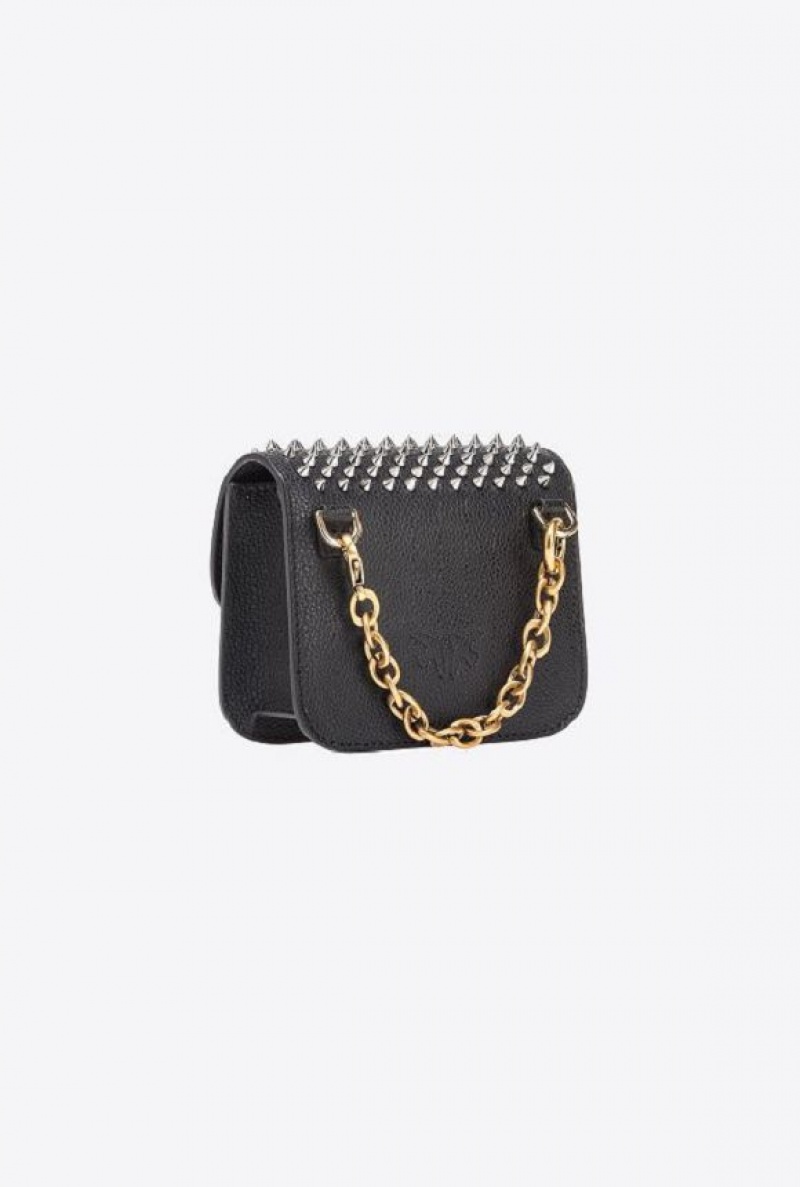 Pinko Micro Love Bag Bell With Studs LIMO BLACK-SHINY NICKEL | SN-PKO34350