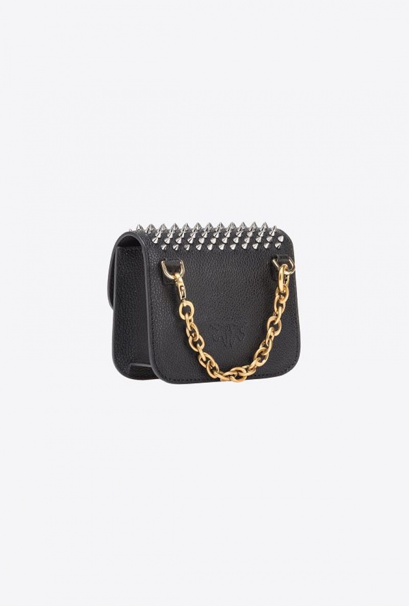 Pinko Micro Love Bag Bell With Studs LIMO BLACK-SHINY NICKEL | SN-PKO32837