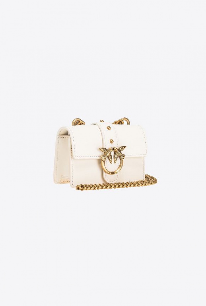 Pinko Micro Love Bag One Simply WHITE+WHITE-ANTIQUE GOLD | SN-PKO34319