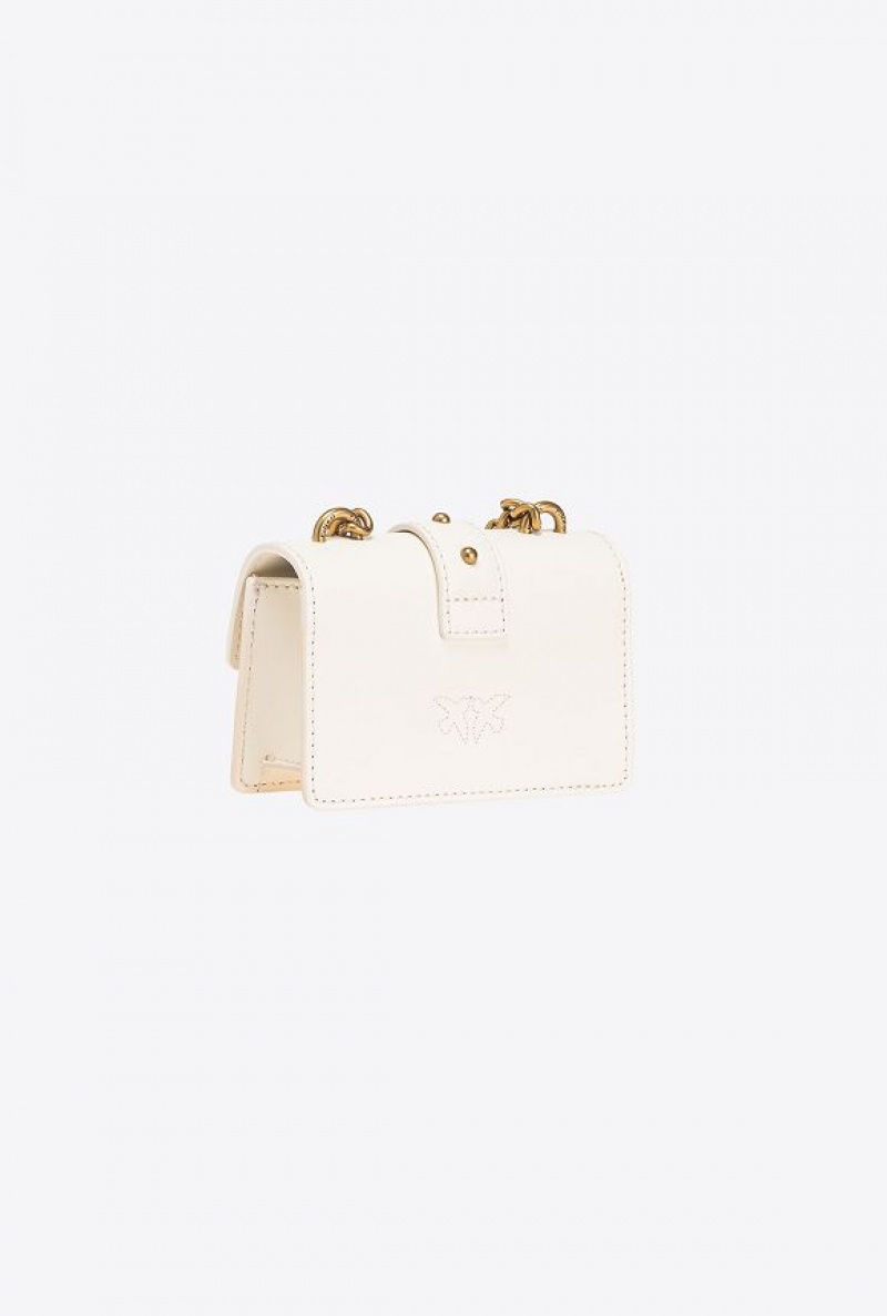 Pinko Micro Love Bag One Simply WHITE+WHITE-ANTIQUE GOLD | SN-PKO32383