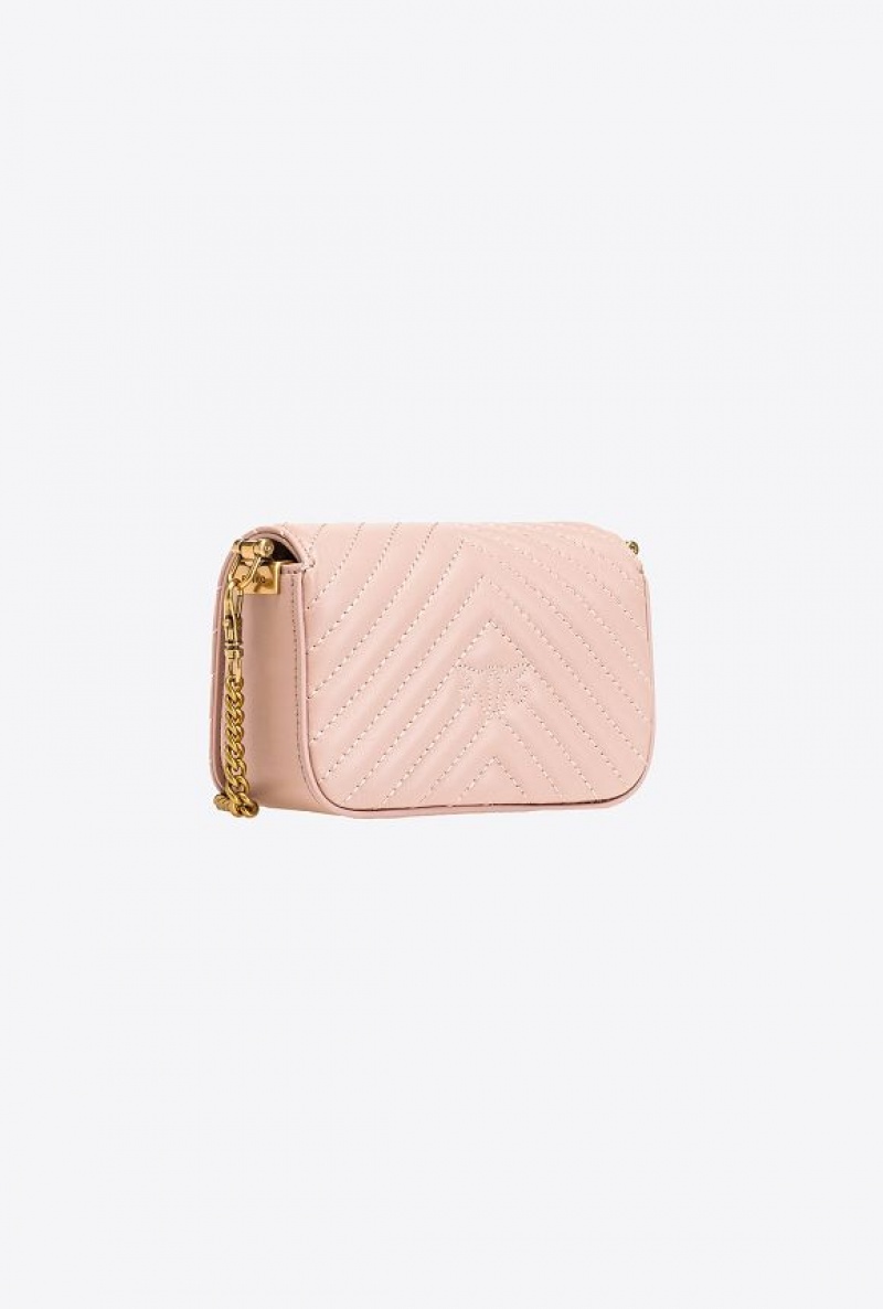 Pinko Micro Love Bag Click Chevron PINK/DUSTY PINK-ANTIQUE GOLD | SN-PKO32816