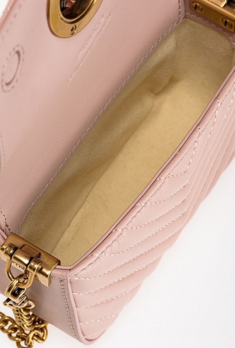 Pinko Micro Love Bag Click Chevron PINK/DUSTY PINK-ANTIQUE GOLD | SN-PKO32816