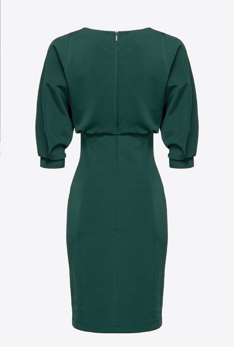 Pinko Midi Dress With Sheath Skirt PONDEROSA GREEN | SN-PKO32990