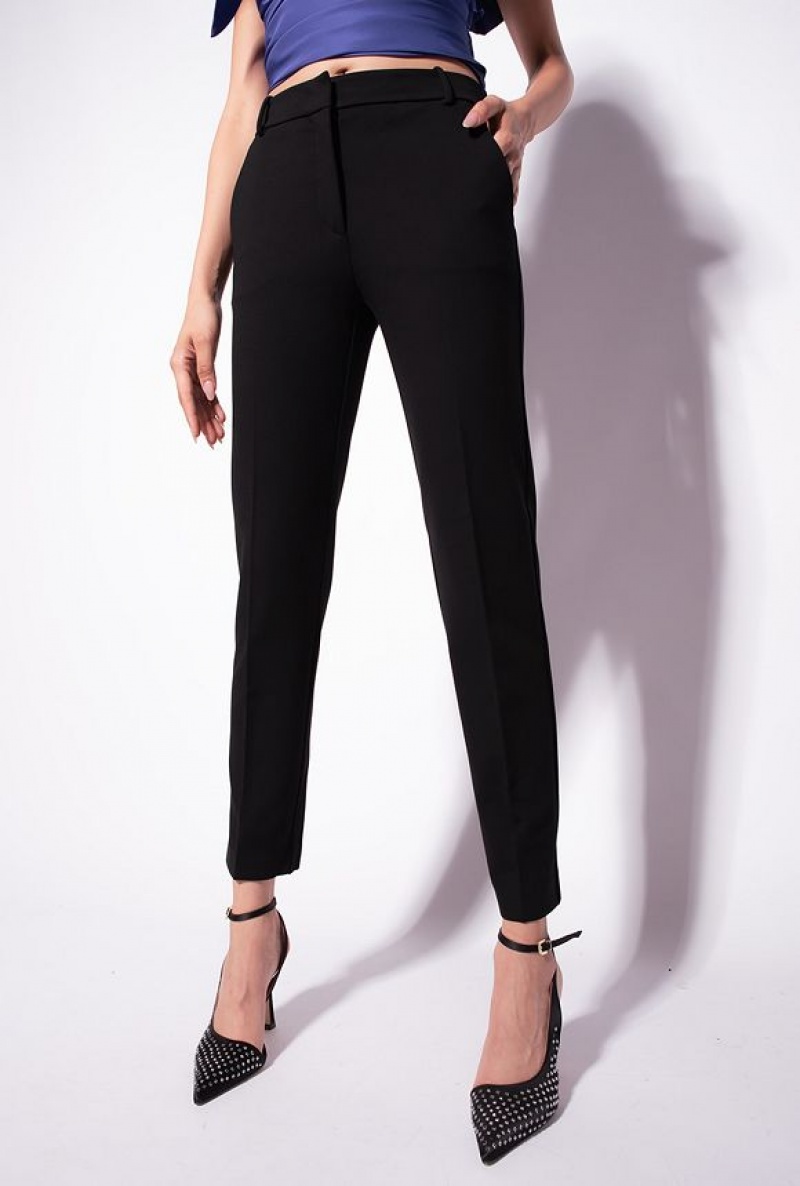 Pinko Milano-knit Cigarette Trousers LIMO BLACK | SN-PKO33698