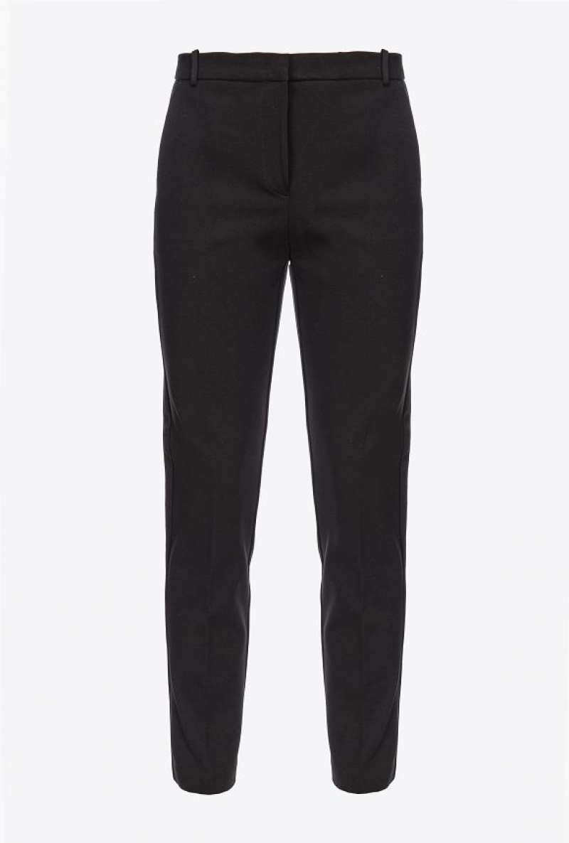 Pinko Milano-knit Cigarette Trousers LIMO BLACK | SN-PKO33730