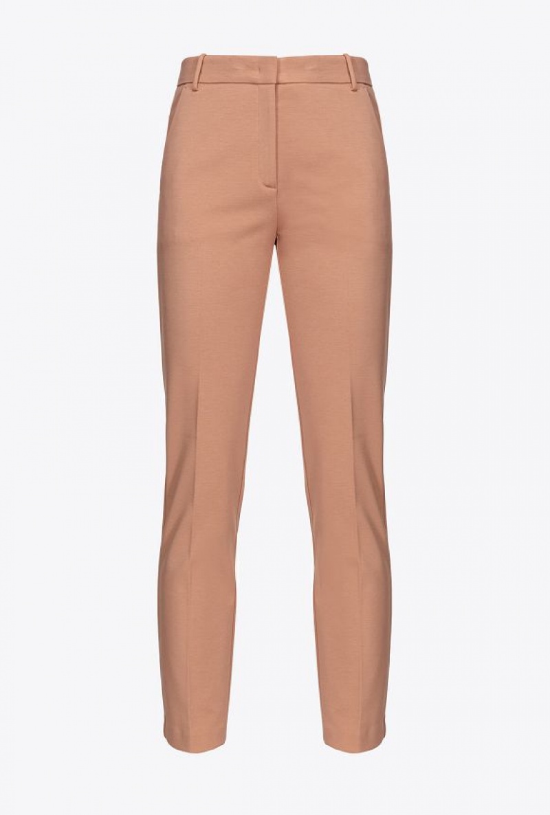 Pinko Milano-knit Cigarette Trousers MOCHA MOUSSE | SN-PKO33765