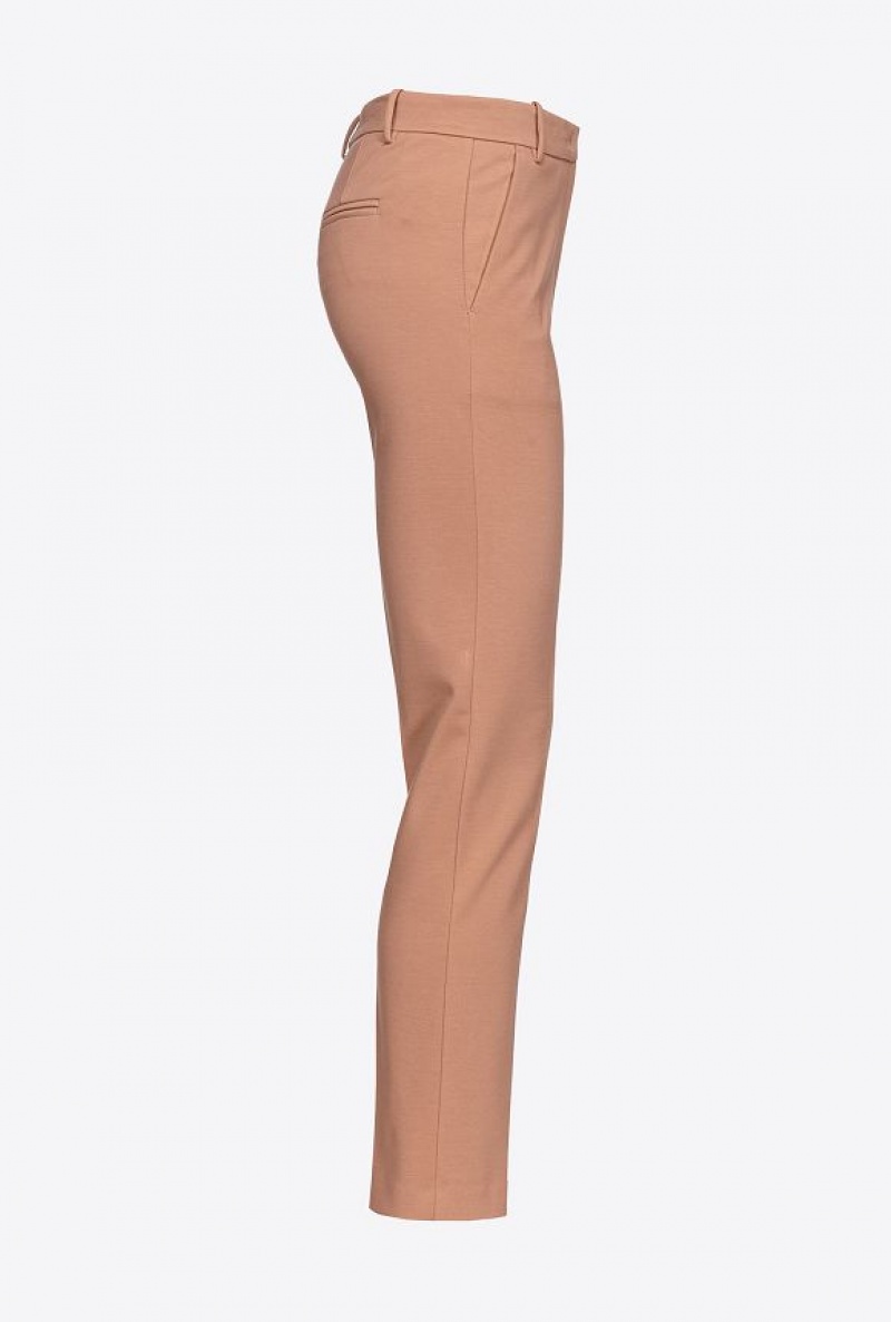 Pinko Milano-knit Cigarette Trousers MOCHA MOUSSE | SN-PKO33896