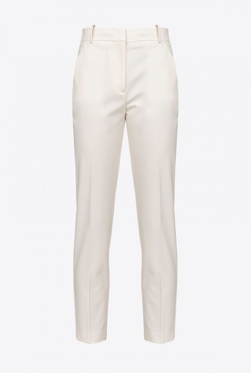 Pinko Milano-knit Cigarette Trousers PINK SMOKE WHITE | SN-PKO33695