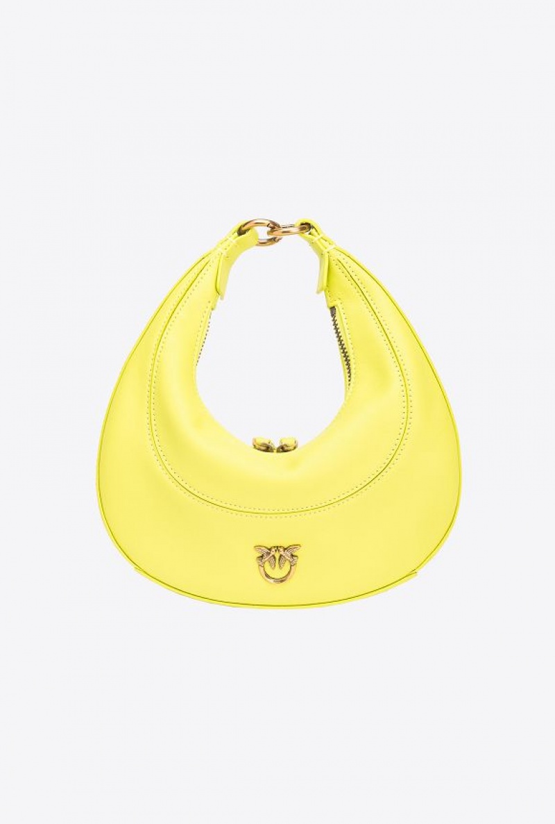 Pinko Mini Brioche Bag Hobo CITRON YELLOW-ANTIQUE GOLD | SN-PKO32594