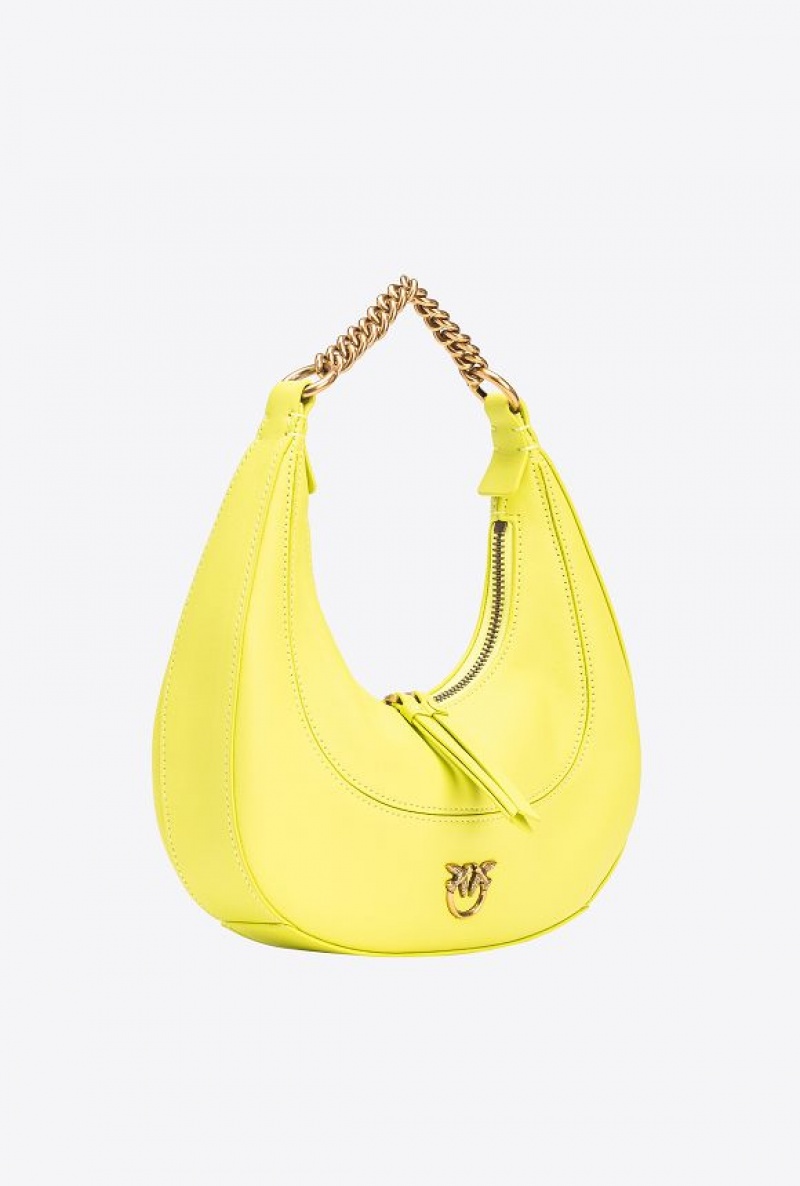 Pinko Mini Brioche Bag Hobo CITRON YELLOW-ANTIQUE GOLD | SN-PKO32731