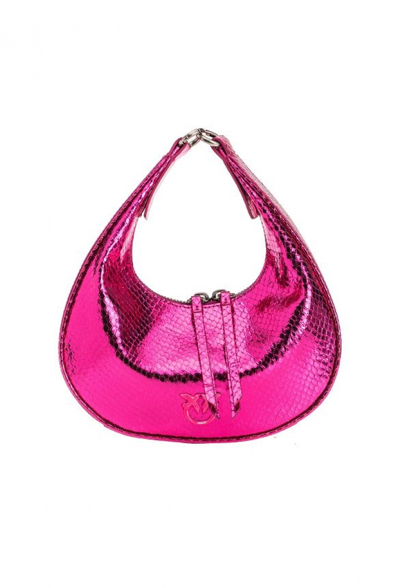 Pinko Mini Brioche Bag Hobo PINKO PINK-OLD SILVER | SN-PKO32598