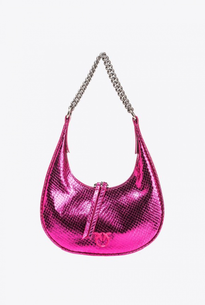 Pinko Mini Brioche Bag Hobo PINKO PINK-OLD SILVER | SN-PKO32598