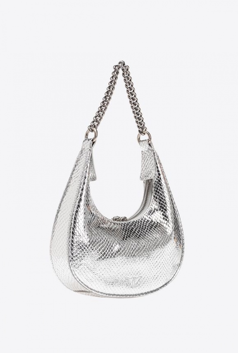 Pinko Mini Brioche Bag Hobo SILVER-OLD SILVER | SN-PKO32828