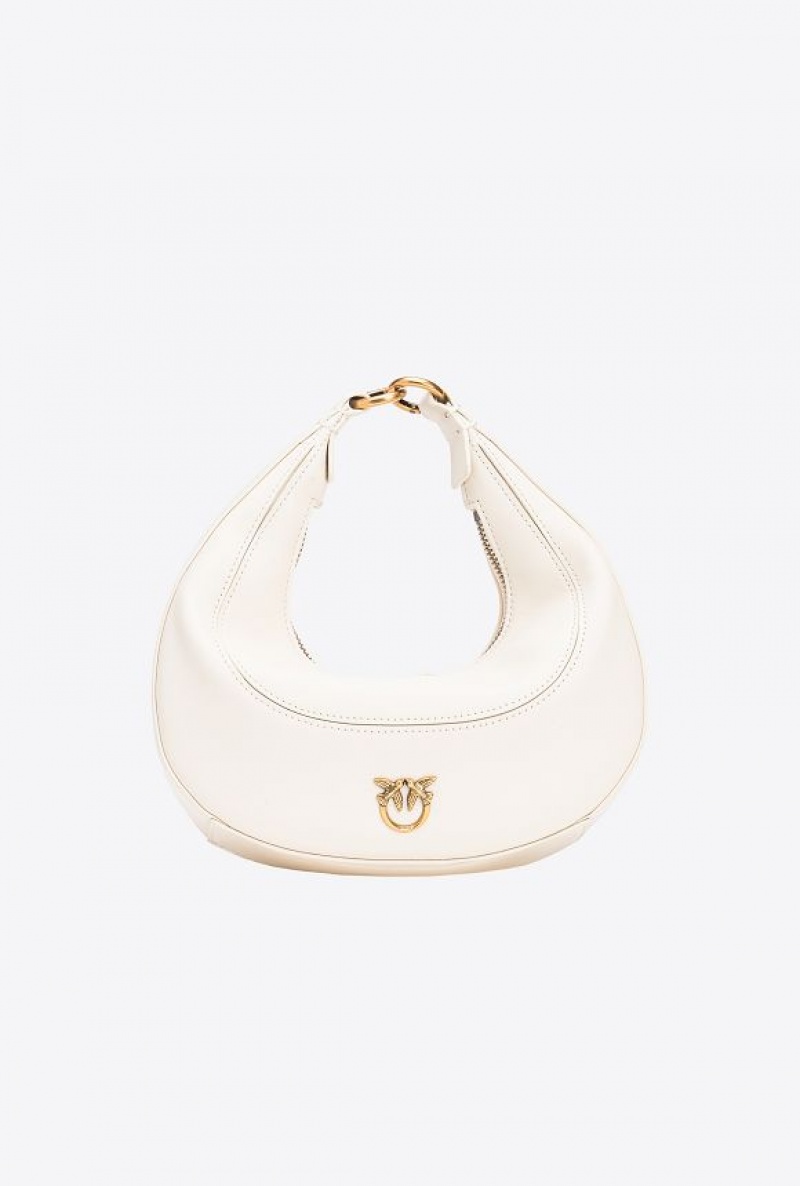 Pinko Mini Brioche Bag Hobo WHITE+WHITE-ANTIQUE GOLD | SN-PKO32580