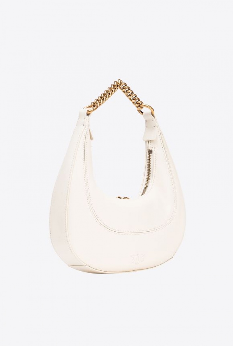 Pinko Mini Brioche Bag Hobo WHITE+WHITE-ANTIQUE GOLD | SN-PKO32657