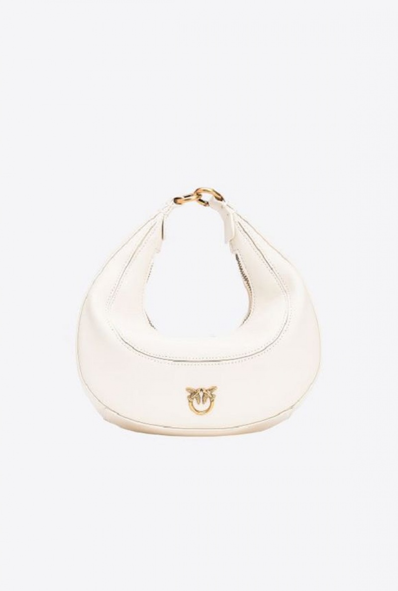 Pinko Mini Brioche Bag Hobo WHITE+WHITE-ANTIQUE GOLD | SN-PKO32805