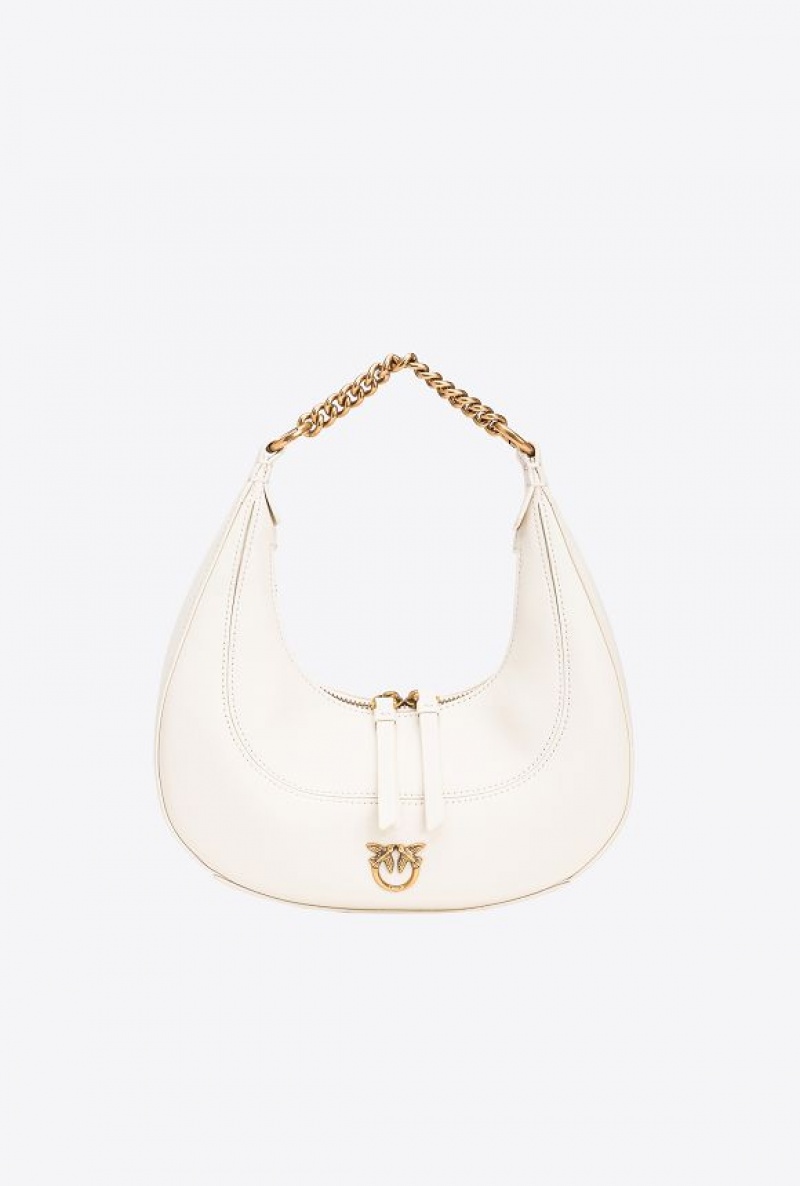 Pinko Mini Brioche Bag Hobo WHITE+WHITE-ANTIQUE GOLD | SN-PKO32805