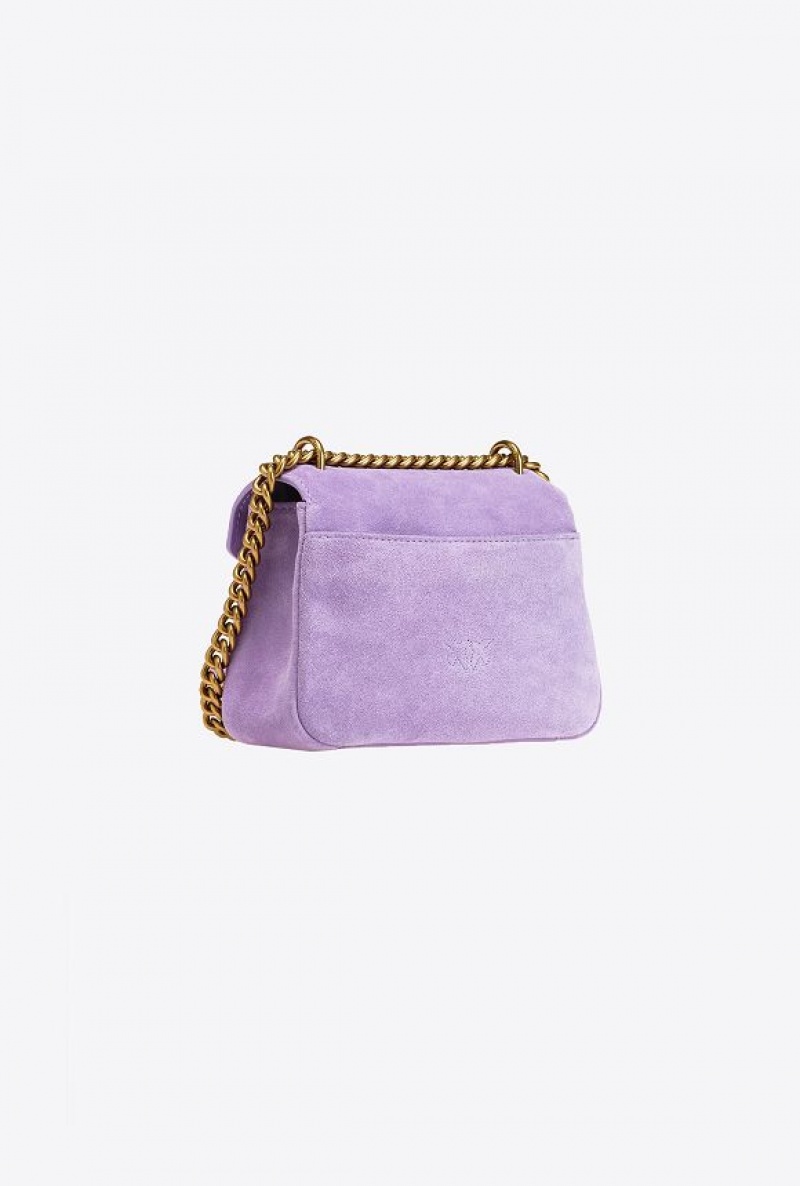 Pinko Mini Cupido Bag Messenger In Suede PURPLE TULIP-ANTIQUE GOLD | SN-PKO32447