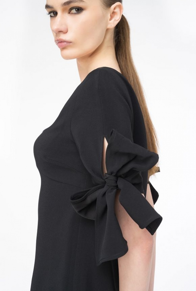 Pinko Mini Dress With Bow On The Sleeves LIMO BLACK | SN-PKO32981