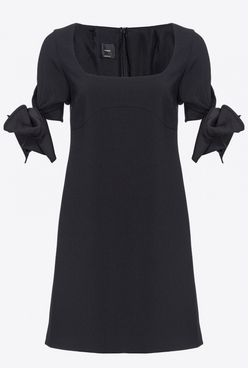 Pinko Mini Dress With Bow On The Sleeves LIMO BLACK | SN-PKO32981