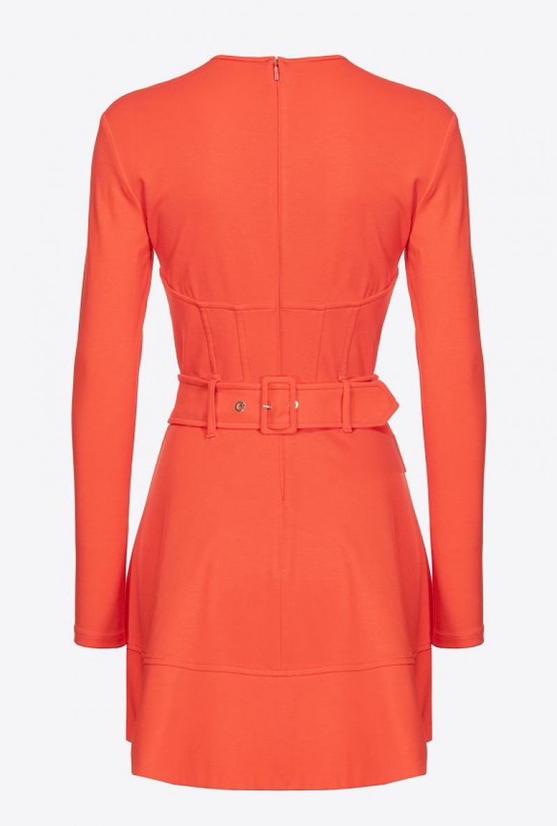 Pinko Mini Dress With Piercing Belt SURIMI ORANGE | SN-PKO33111