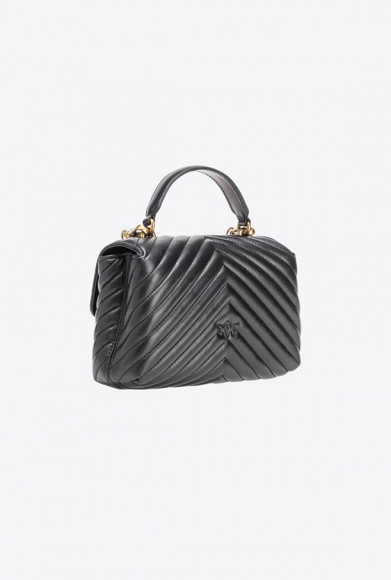 Pinko Mini Lady Love Bag Puff Chevron BLACK-ANTIQUE GOLD | SN-PKO32478