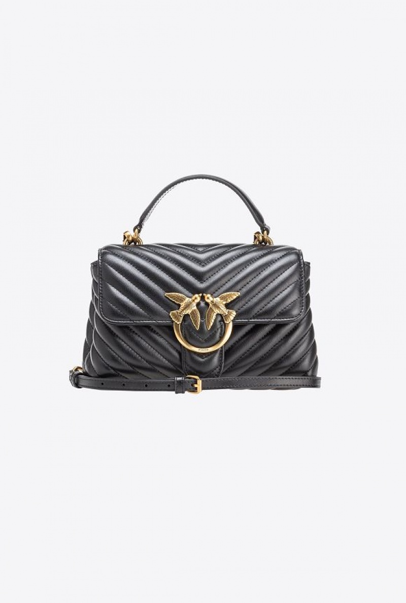 Pinko Mini Lady Love Bag Puff Chevron BLACK-ANTIQUE GOLD | SN-PKO32626