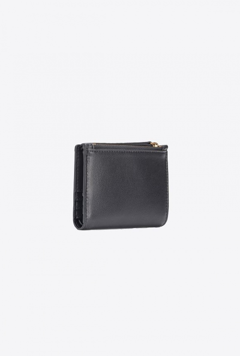 Pinko Mini Leather Wallet BLACK-ANTIQUE GOLD | SN-PKO34264