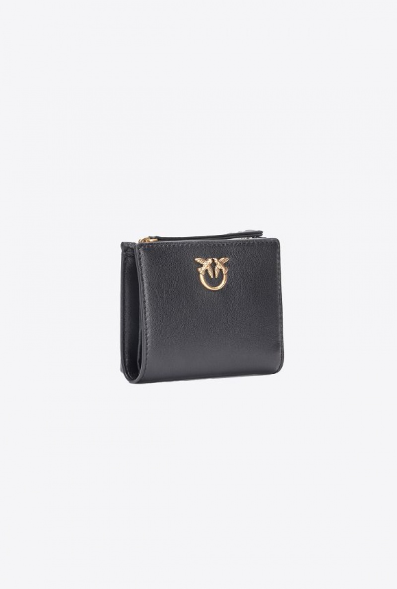 Pinko Mini Leather Wallet BLACK-ANTIQUE GOLD | SN-PKO34264