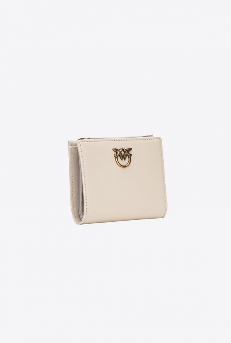 Pinko Mini Leather Wallet WHITE+WHITE-ANTIQUE GOLD | SN-PKO34269