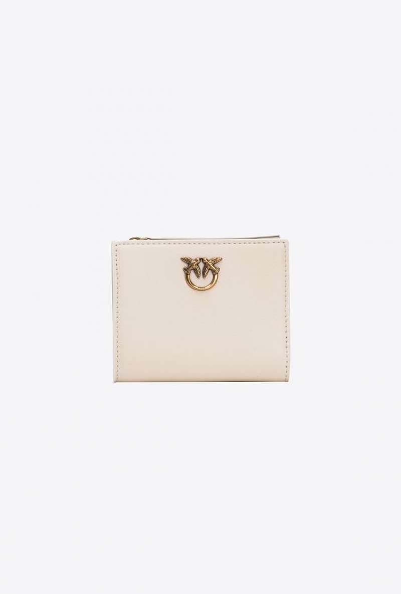 Pinko Mini Leather Wallet WHITE+WHITE-ANTIQUE GOLD | SN-PKO34269