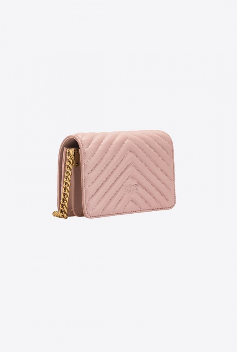 Pinko Mini Love Bag Click Chevron PINK/DUSTY PINK-ANTIQUE GOLD | SN-PKO32508