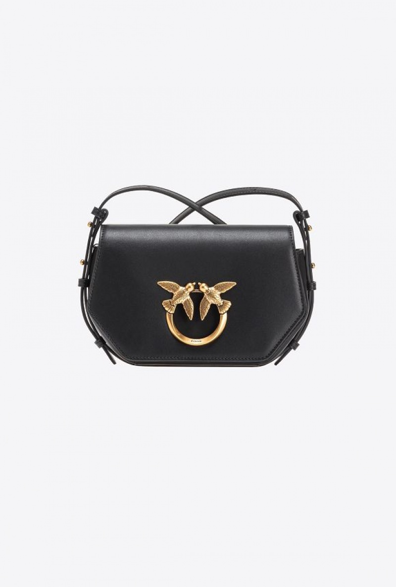 Pinko Mini Love Bag Click Exagon Simply BLACK-ANTIQUE GOLD | SN-PKO32701