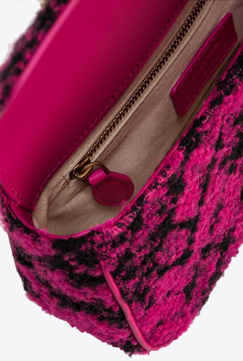 Pinko Mini Love Bag One In Snake Jacquard FUSCHIA/BLACK-ANTIQUE GOLD | SN-PKO32754