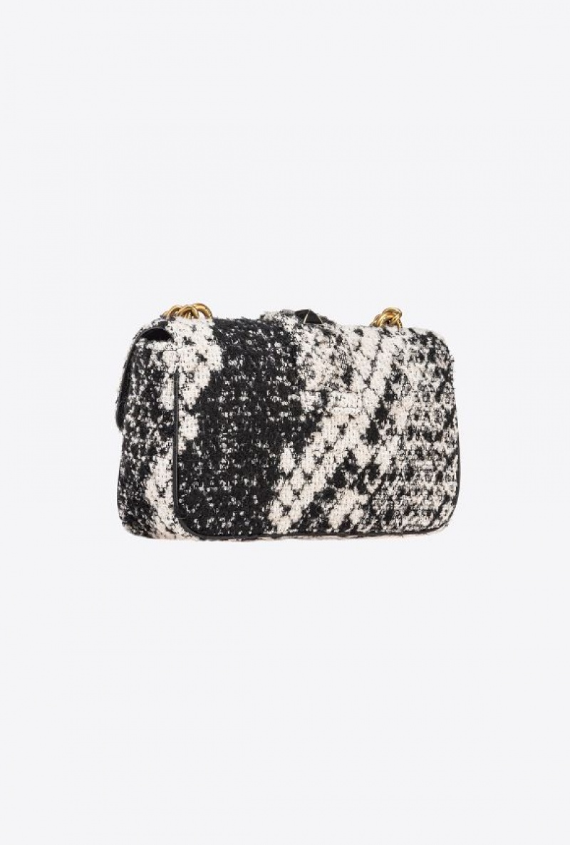 Pinko Mini Love Bag One In Snake Jacquard WHITE/BLACK-ANTIQUE GOLD | SN-PKO32756