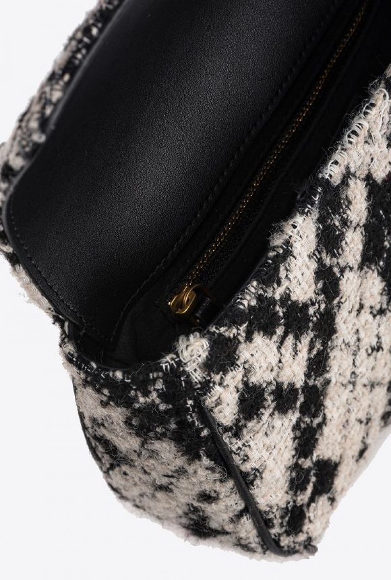 Pinko Mini Love Bag One In Snake Jacquard WHITE/BLACK-ANTIQUE GOLD | SN-PKO32822