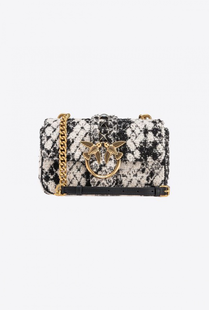 Pinko Mini Love Bag One In Snake Jacquard WHITE/BLACK-ANTIQUE GOLD | SN-PKO32822