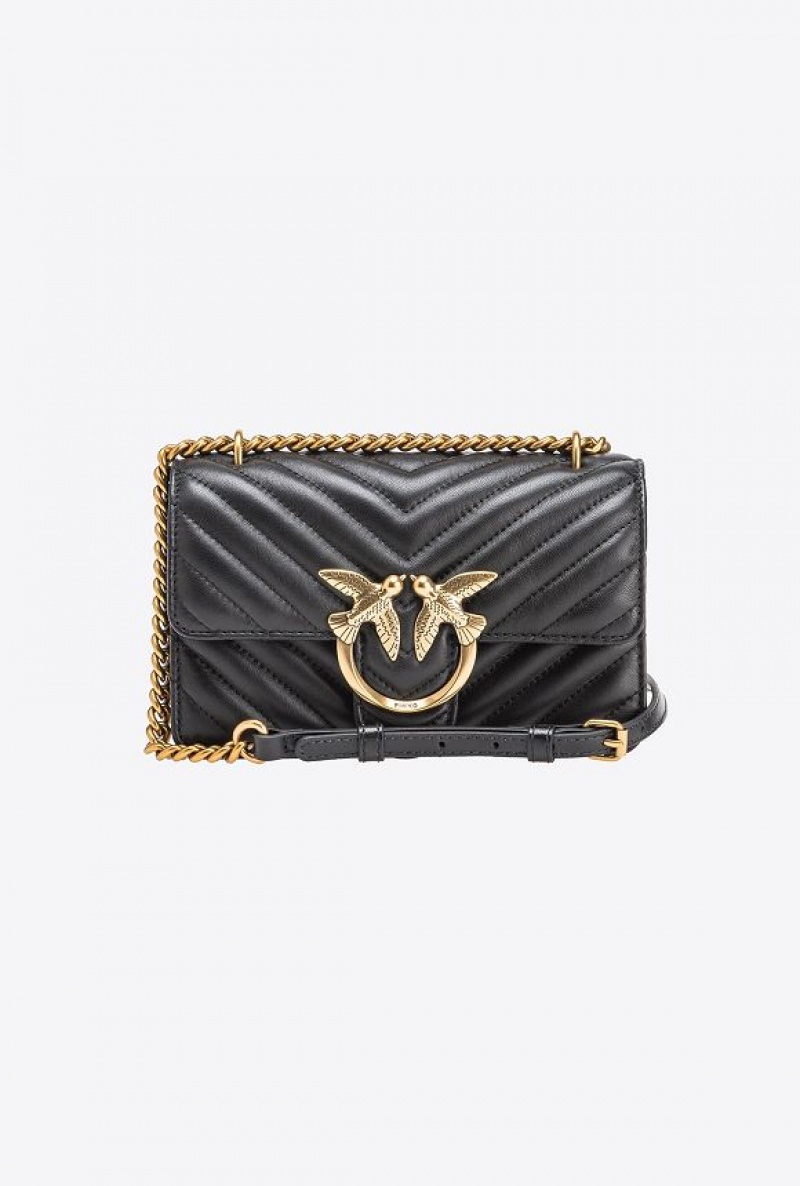 Pinko Mini Love Bag One Simply BLACK-ANTIQUE GOLD | SN-PKO32514