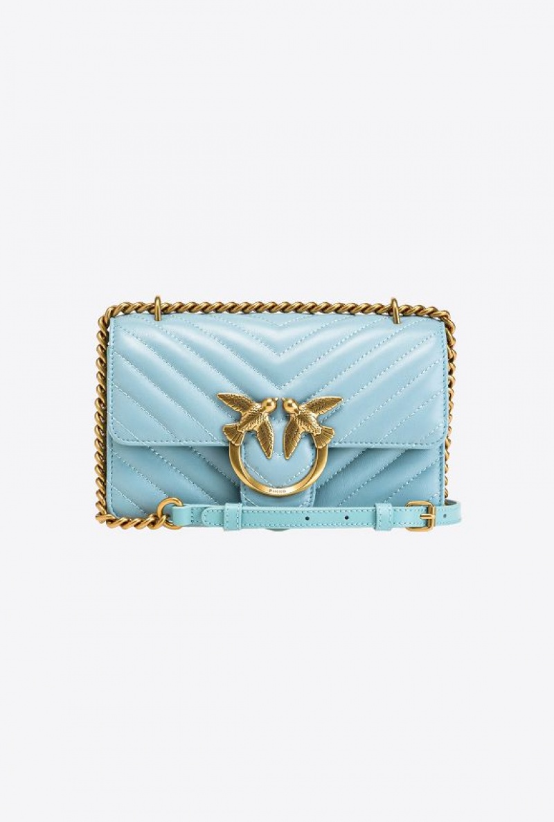 Pinko Mini Love Bag One Simply SEA BLUE-ANTIQUE GOLD | SN-PKO32380