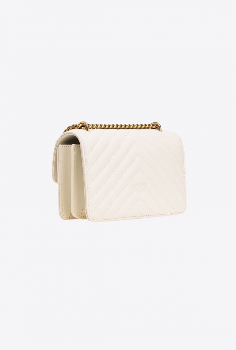 Pinko Mini Love Bag One Simply WHITE+WHITE-ANTIQUE GOLD | SN-PKO32513