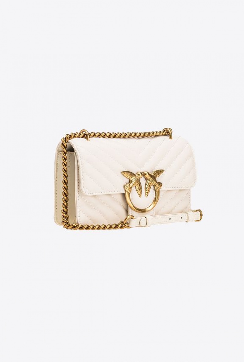 Pinko Mini Love Bag One Simply WHITE+WHITE-ANTIQUE GOLD | SN-PKO32602