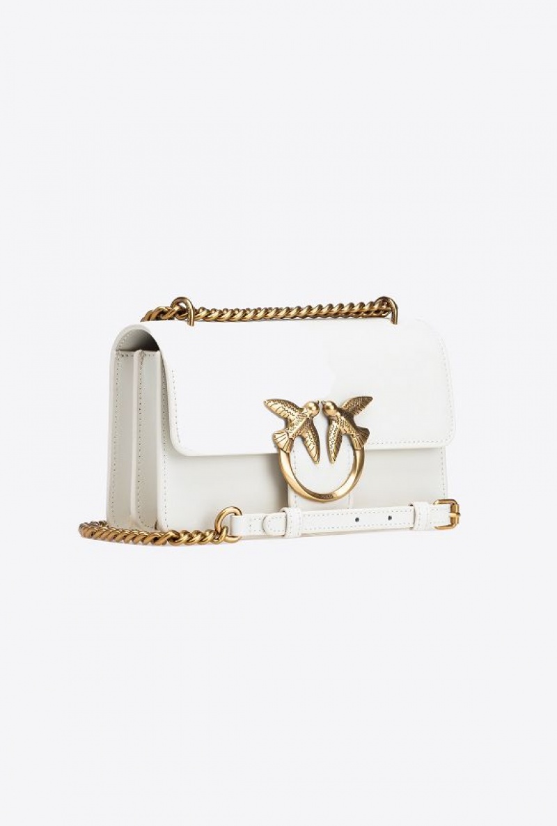 Pinko Mini Love Bag One Simply WHITE+WHITE-ANTIQUE GOLD | SN-PKO32604