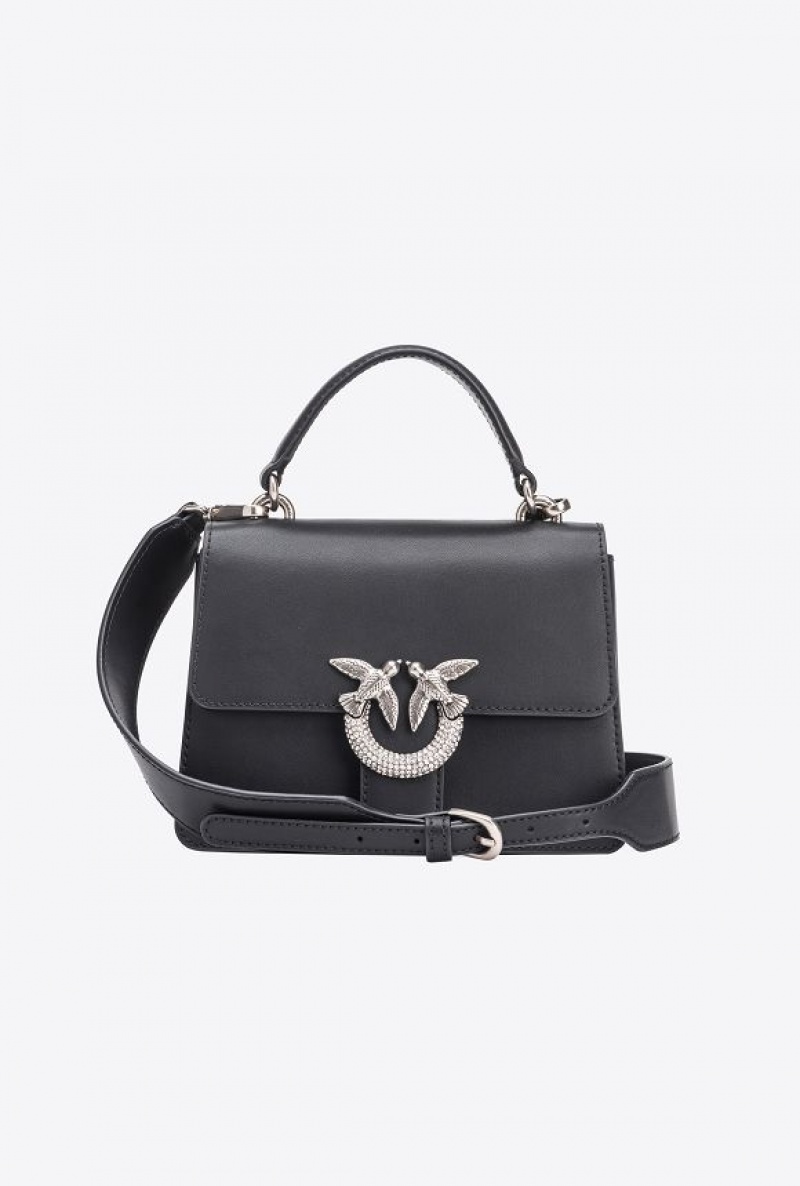 Pinko Mini Love Bag One Top Handle Light Jewel BLACK-OLD SILVER | SN-PKO32471