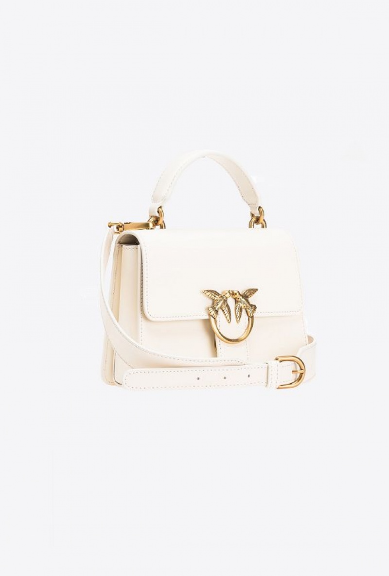 Pinko Mini Love Bag One Top Handle Light Simply WHITE+WHITE-ANTIQUE GOLD | SN-PKO32682