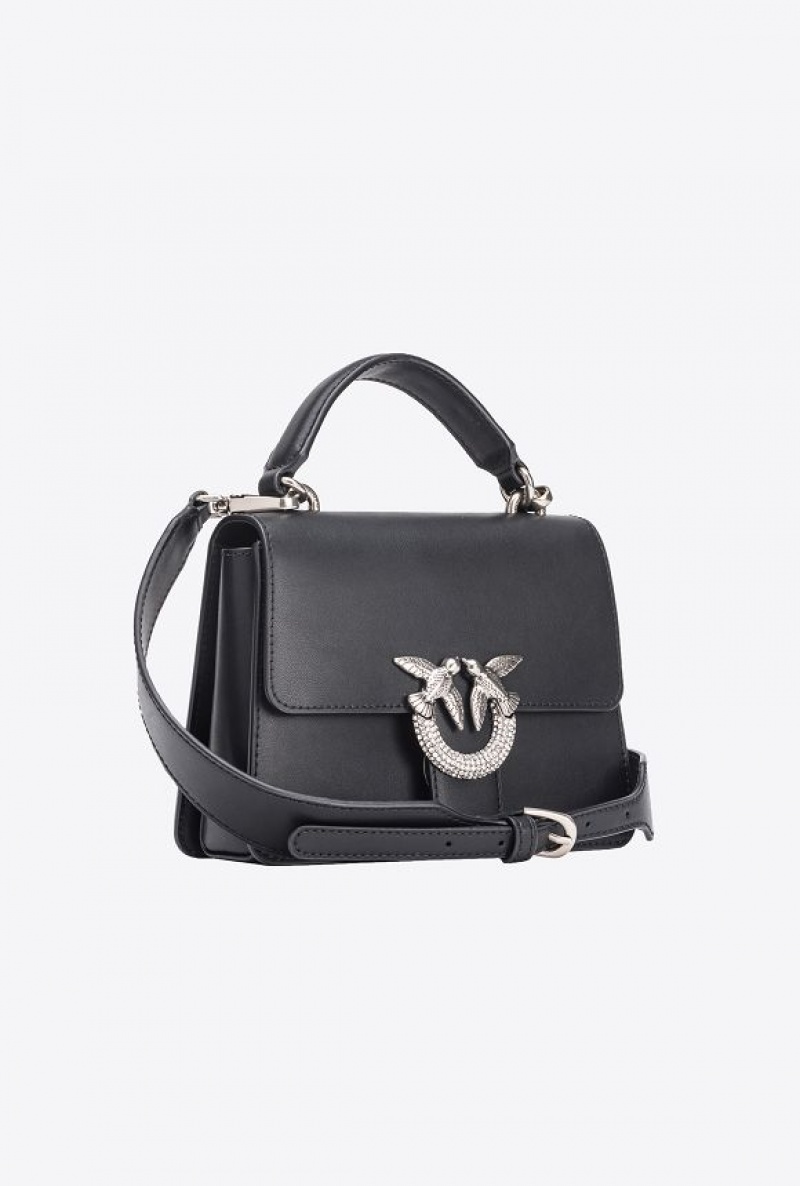 Pinko Mini Love Bag One Top Handle Light Jewel BLACK-OLD SILVER | SN-PKO32890