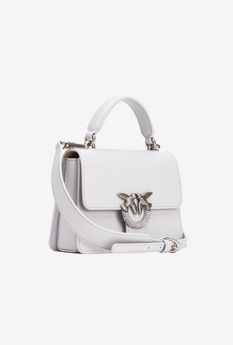 Pinko Mini Love Bag One Top Handle Light Jewel PENGUIN GREY-OLD SILVER | SN-PKO32404