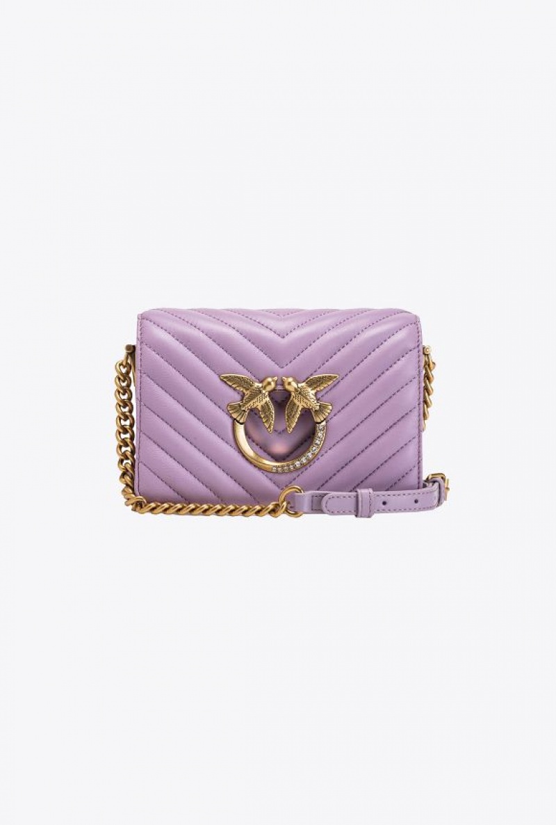 Pinko Mini Love Bag Click Chevron Jewel IRIS-ANTIQUE GOLD | SN-PKO32796