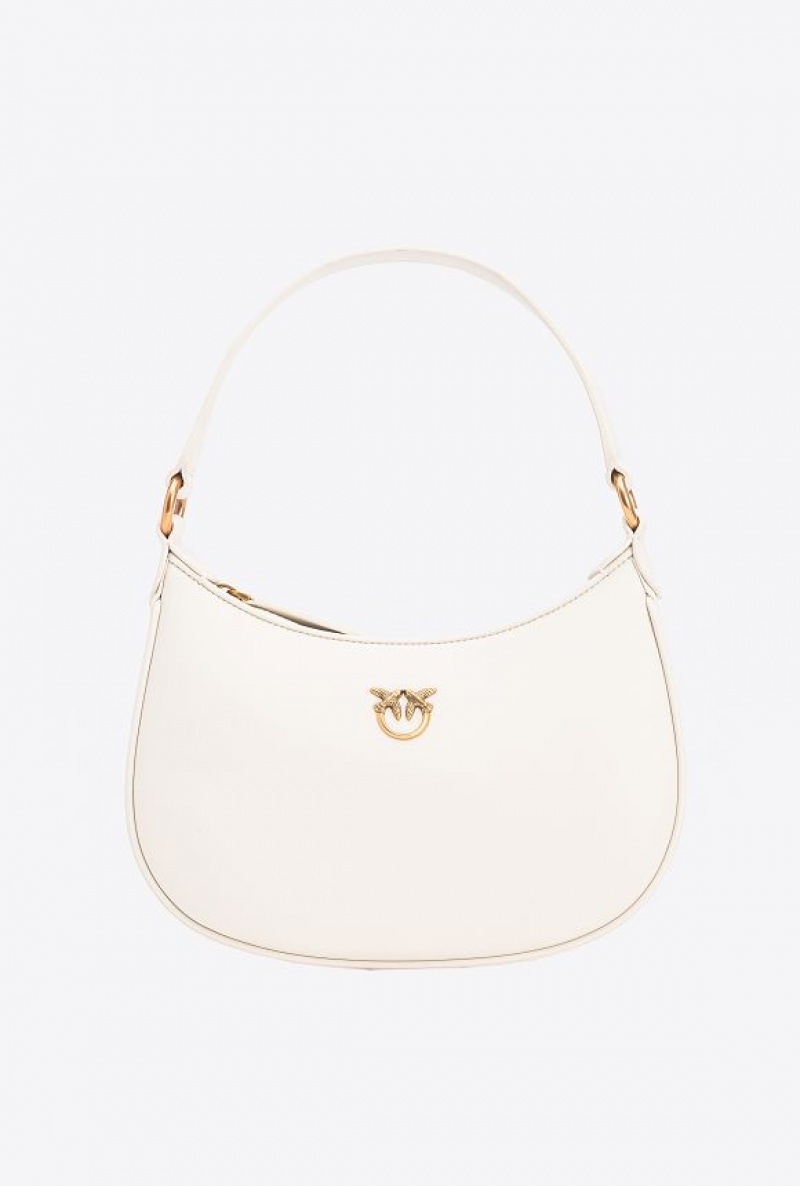 Pinko Mini Love Bag Half Moon Simply WHITE+WHITE-ANTIQUE GOLD | SN-PKO32575